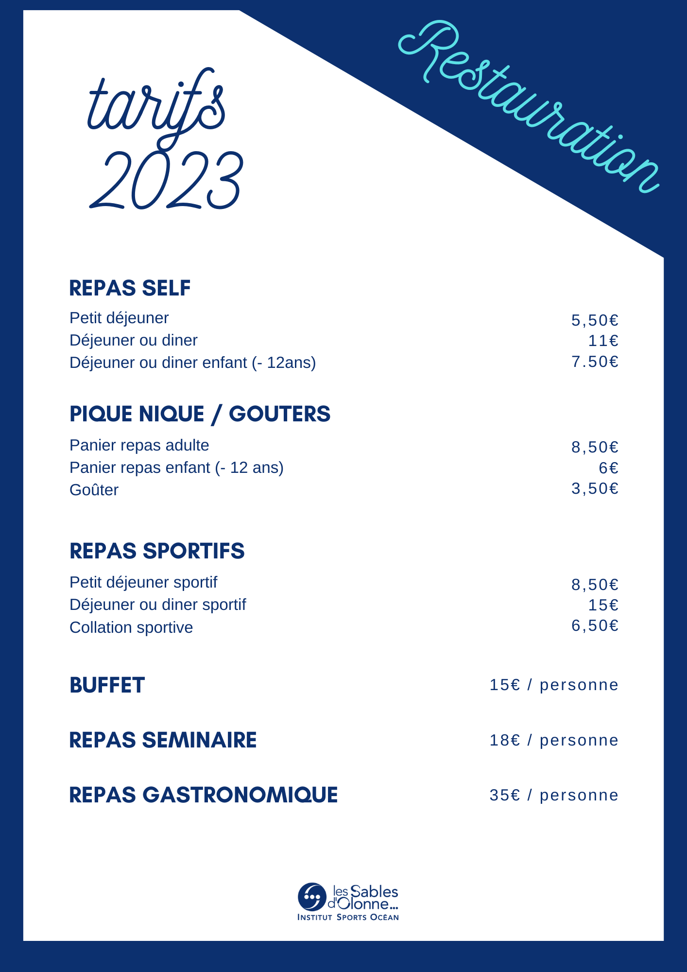 tarifs restauration 2023