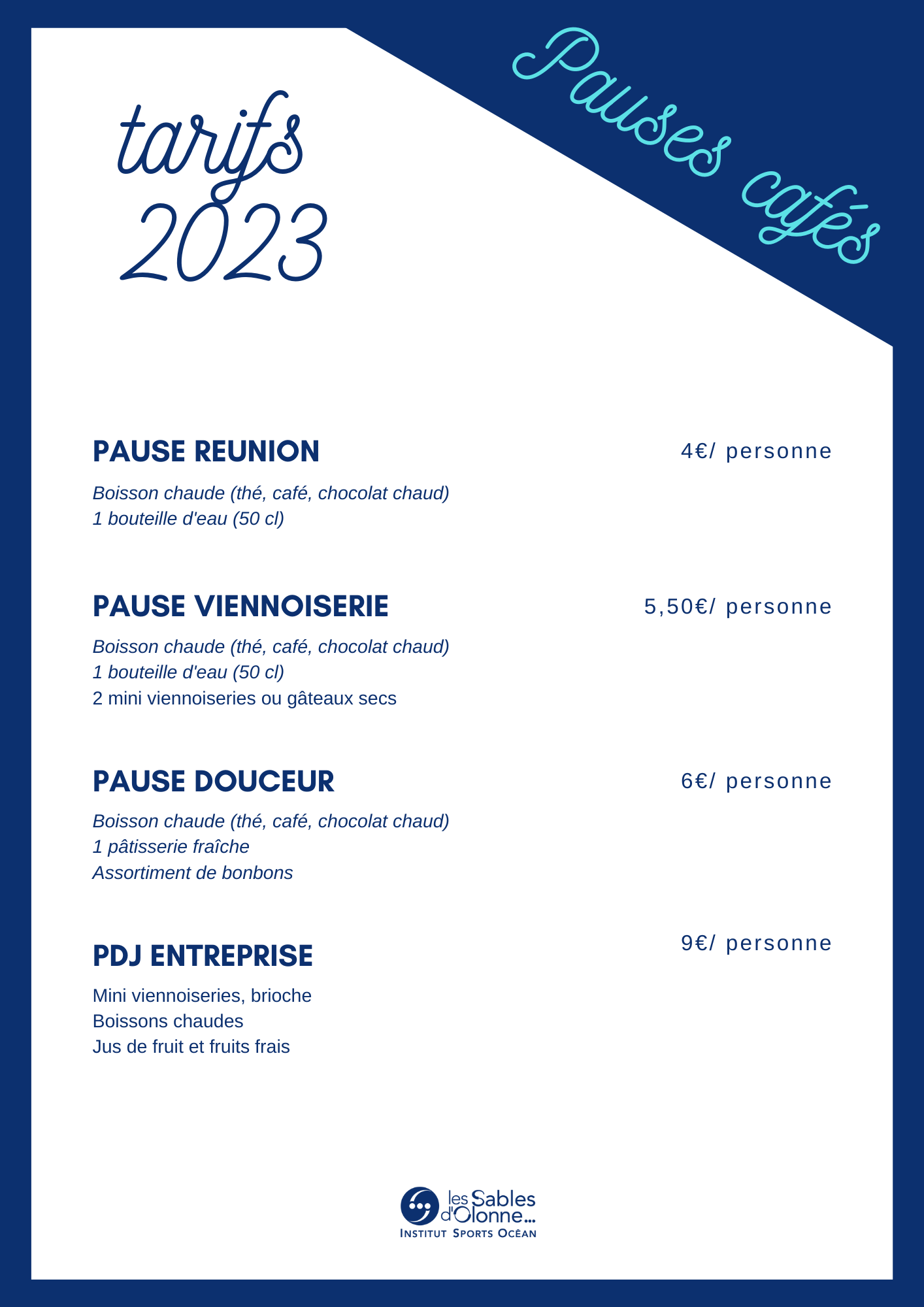 tarifs pauses café 2023
