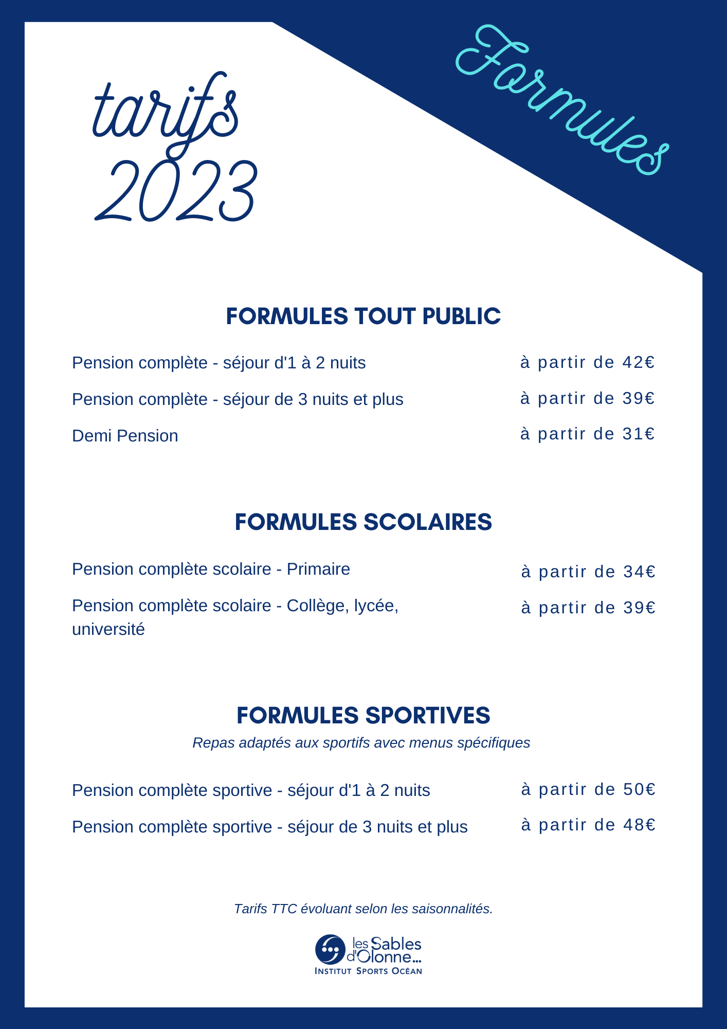 tarif formules 2023